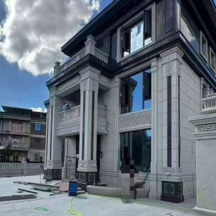 新乡 别墅干挂，芝麻白与芝麻黑完美配合